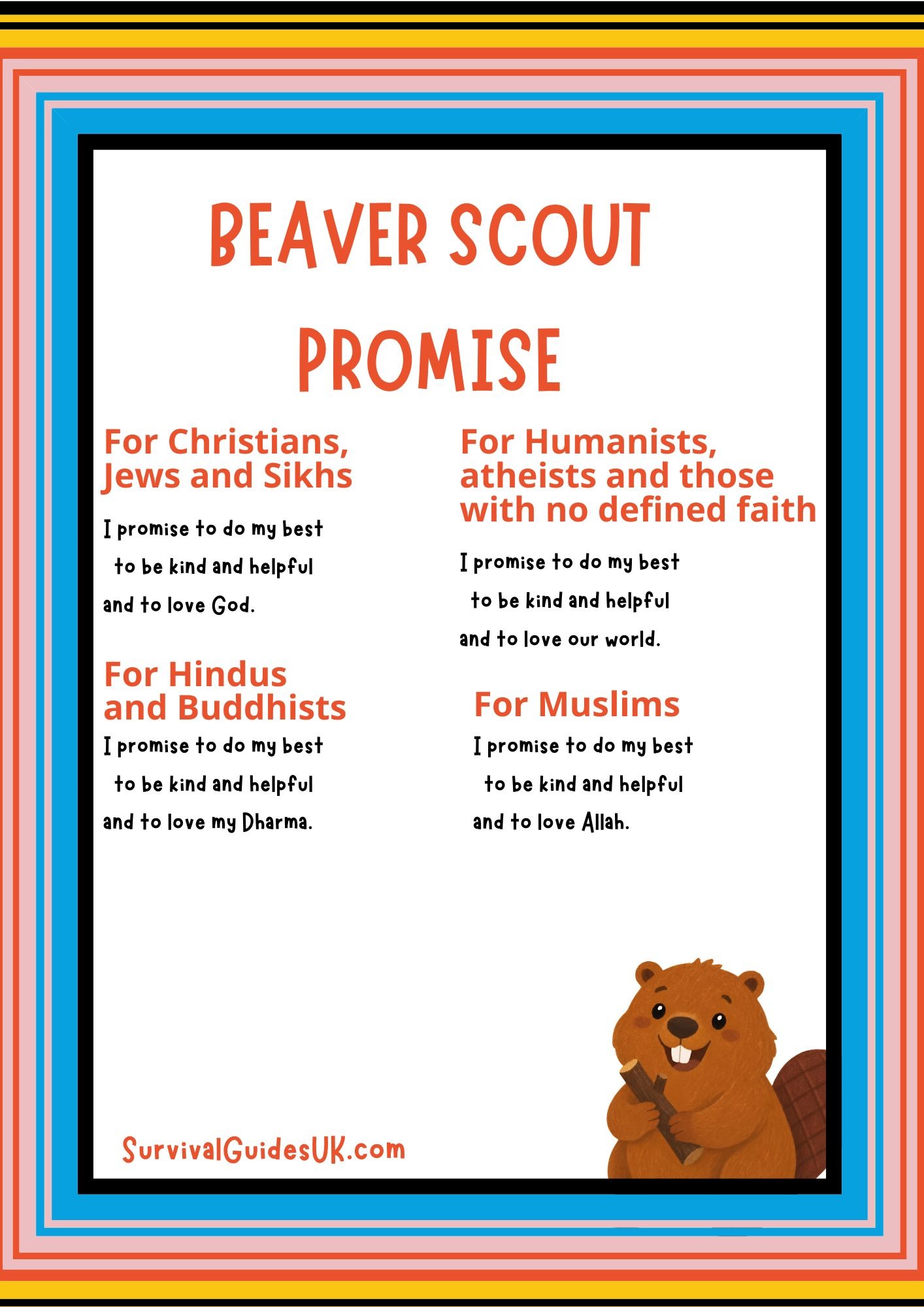 Beaver Scout Promise Printable | Free PDF
