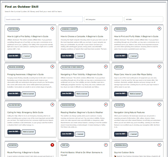 outdoors skill finder